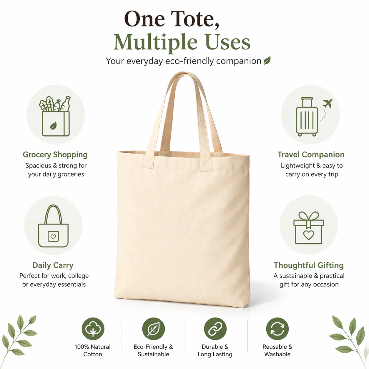150 GSM Cotton Tote Bag | Pack of 6 & 12 | Blank & Printed | Tote Wala