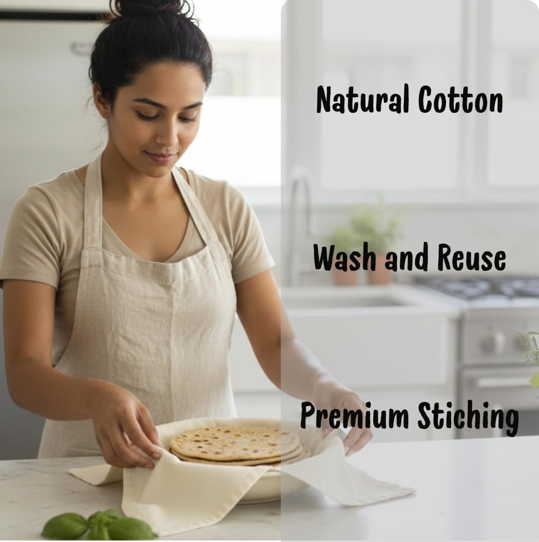 Cotton Roti Cover with Side Flaps | Chapati Storage Cloth | Tote Wala