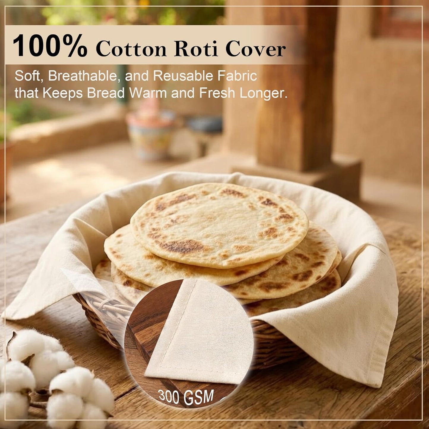 Canvas Roti Cover | Reusable Chapati Cloth | Set of 3 & 6 | Tote Wala