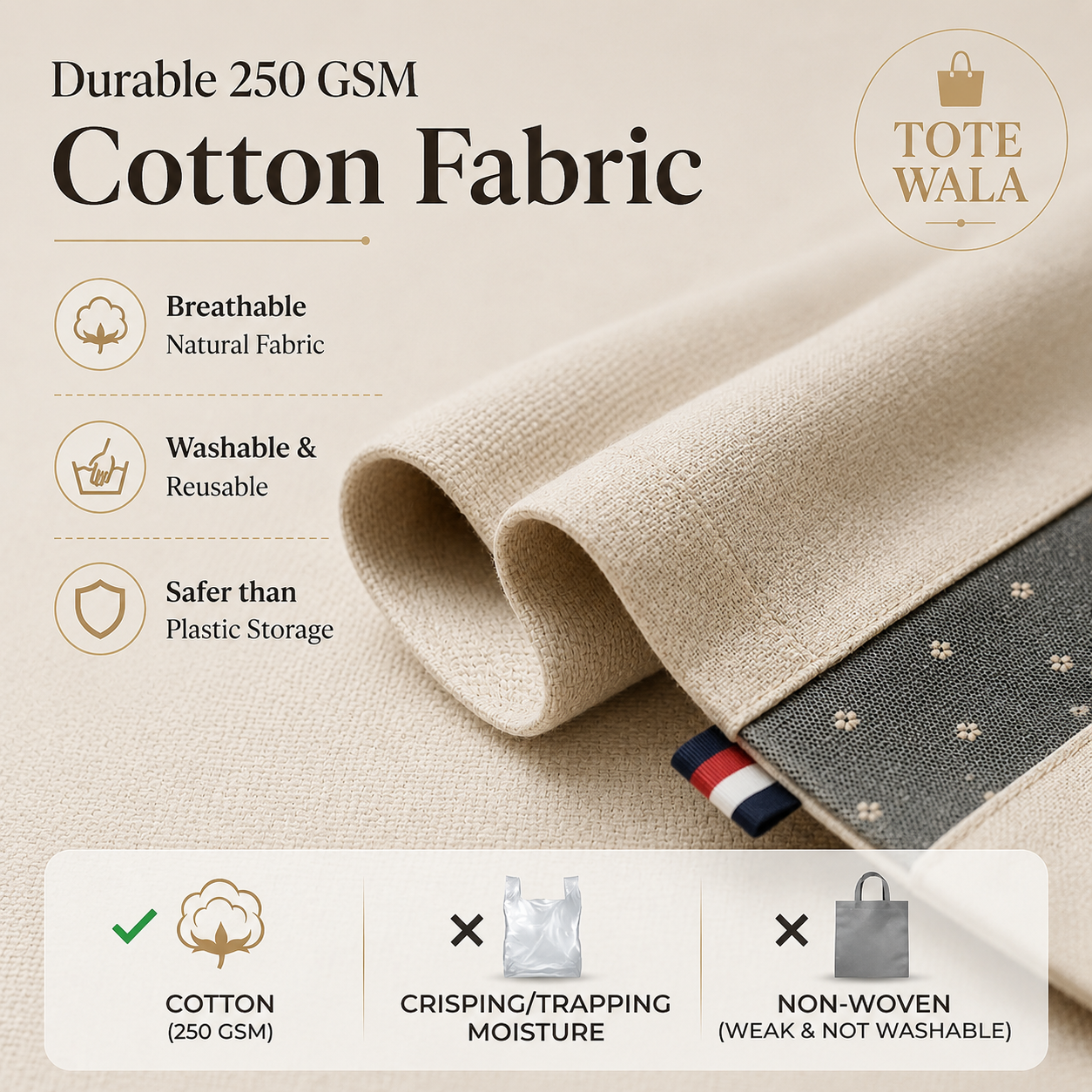 Cotton Saree Cover with Zipper | Wholesale Supplier India | Tote Wala