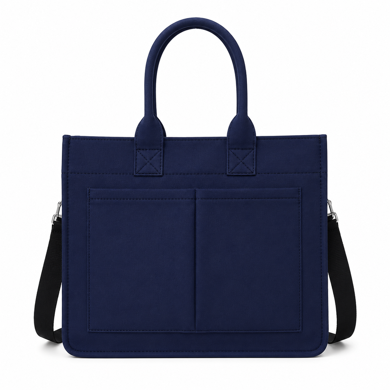 Navy Blue Convertible Canvas Tote & Laptop Bag with Trolley Strap