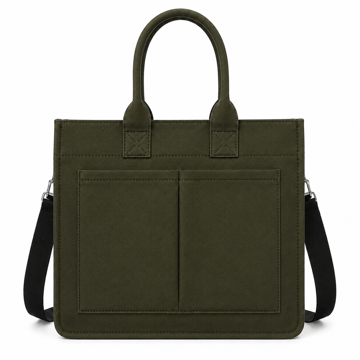 Olive Green Convertible Canvas Tote & Laptop Bag with Trolley Strap