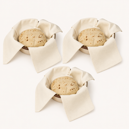 Canvas Roti Cover | Reusable Chapati Cloth | Set of 3 & 6 | Tote Wala