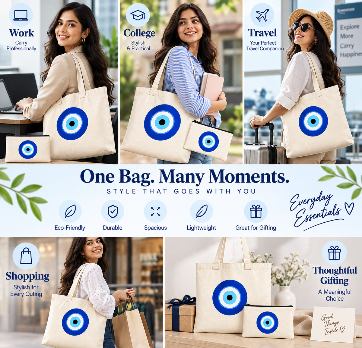 Evil Eye Tote Bag & Pouch Combo