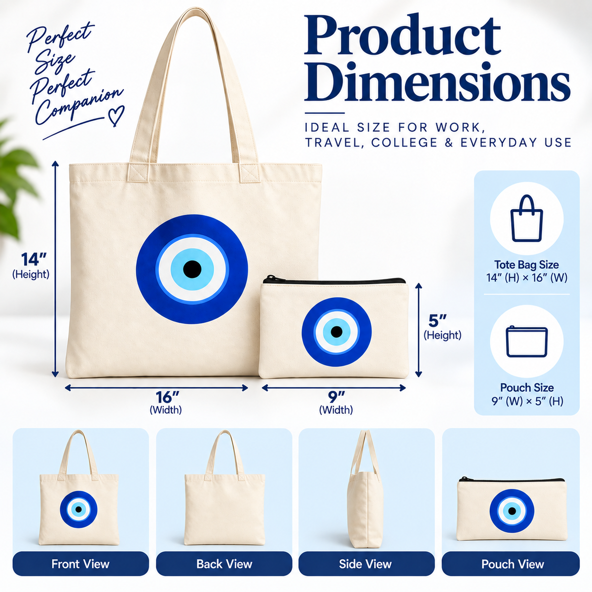 Evil Eye Tote Bag & Pouch Combo