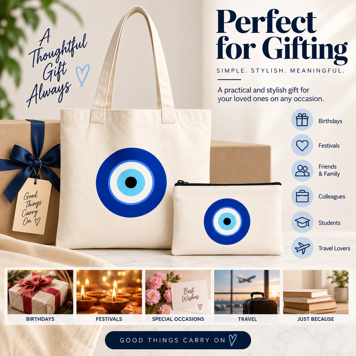 Evil Eye Tote Bag & Pouch Combo