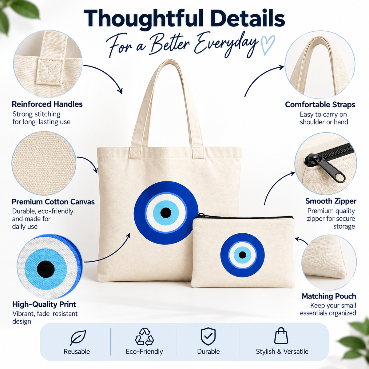 Evil Eye Tote Bag & Pouch Combo