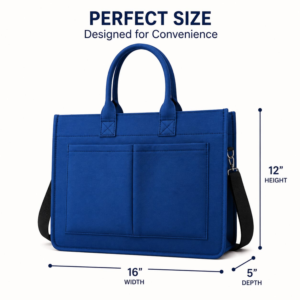 Royal Blue Canvas Tote & Laptop Bag | Heavy-Duty Carry | Tote Wala