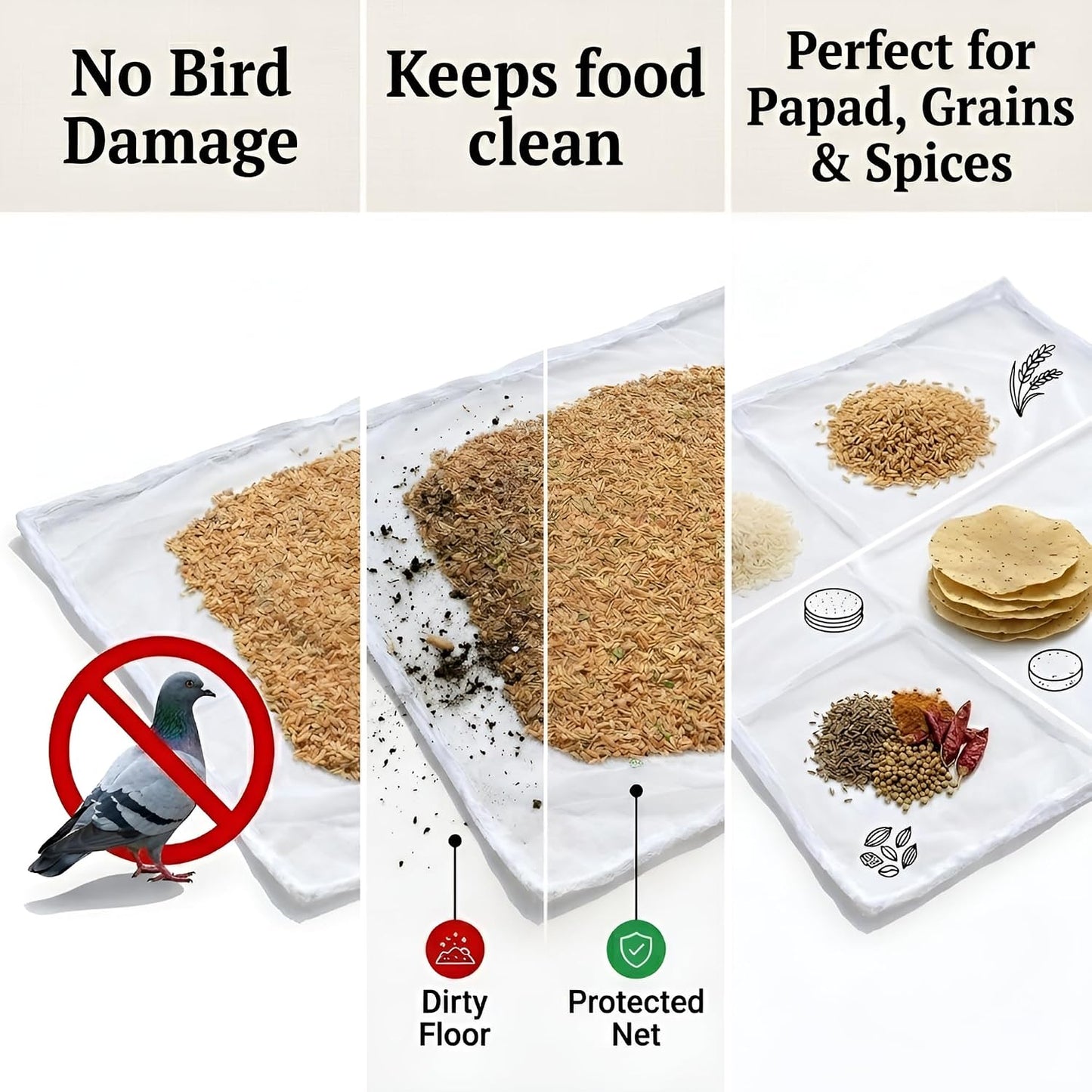 Cotton Food Drying Mesh Cover with Zip | Reusable Net Cloth | Tote Wala